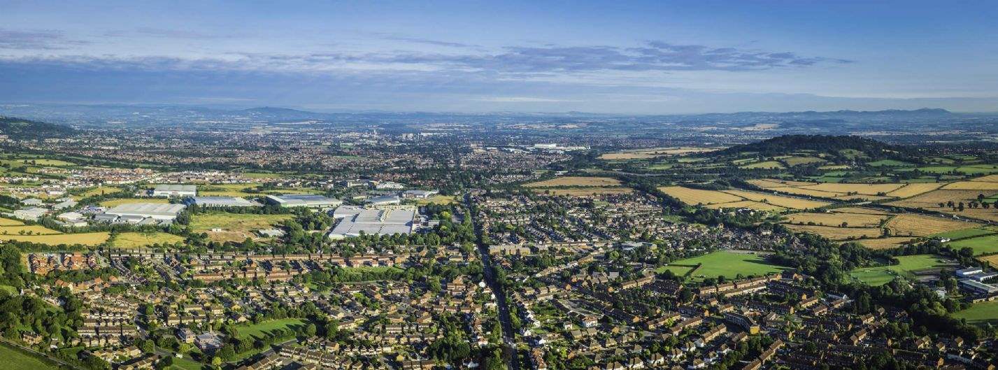 Aerial view of property landscape