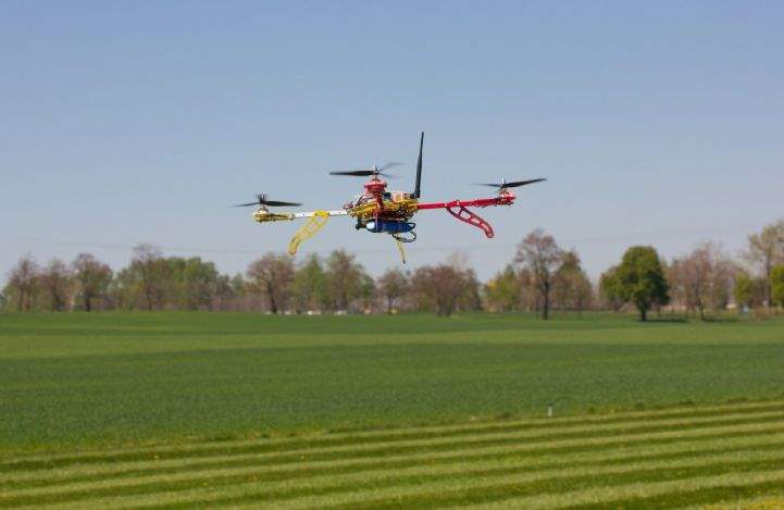 Drone camera above fields