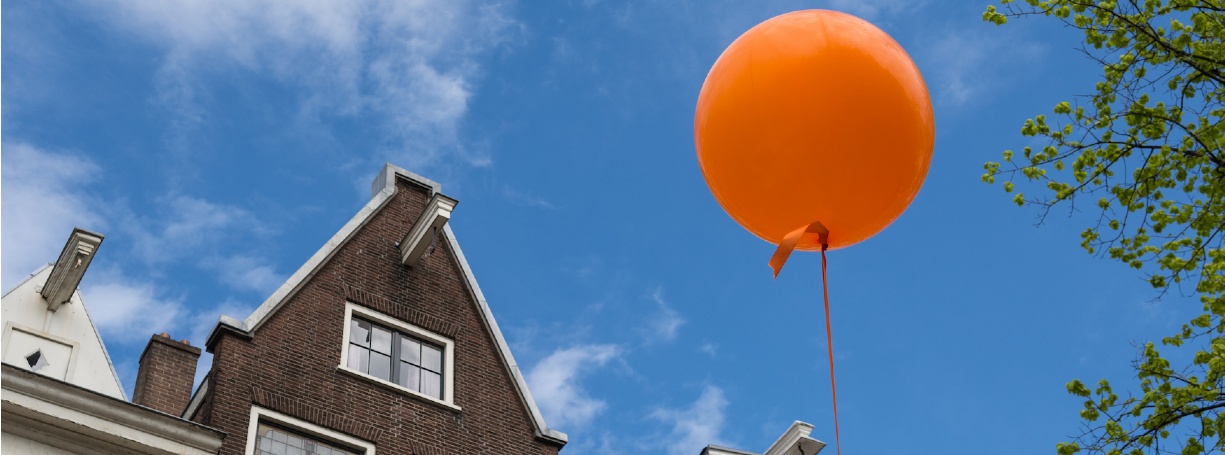 Balloon over Dutch building