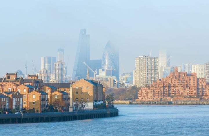 Polluted London skyline